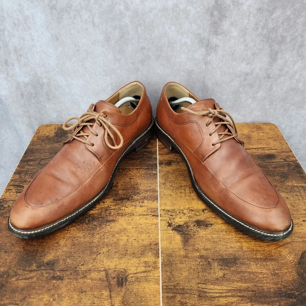 Cole Haan Warren Oxford Shoes Mens 11.5 M‎  Brown Leather Apron Toe Derby Shoes